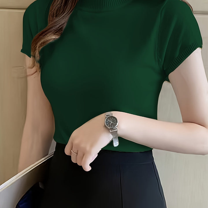 Josephine | Refined Mock-Neck Short-Sleeve Top
