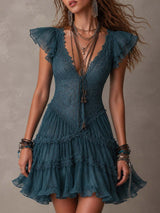 Odalie | Ruffled Lace Mini Dress