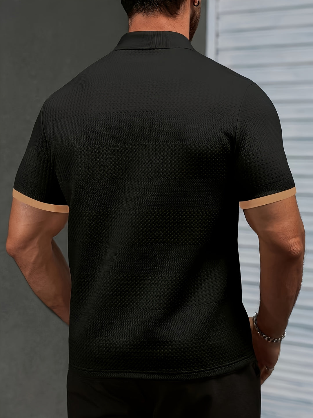 Brennan | Men's Textured Knit Short Sleeve Polo Shirt