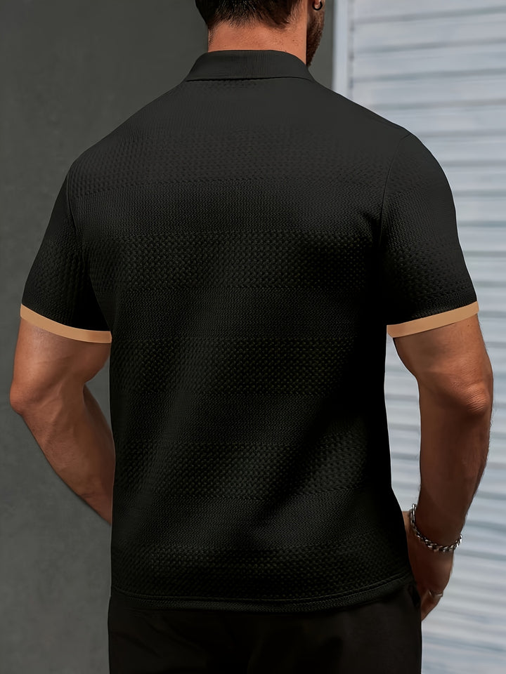 Brennan | Men's Textured Knit Short Sleeve Polo Shirt