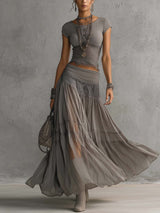 Marjorie | Flowing Lace-Paneled Two-Piece Set