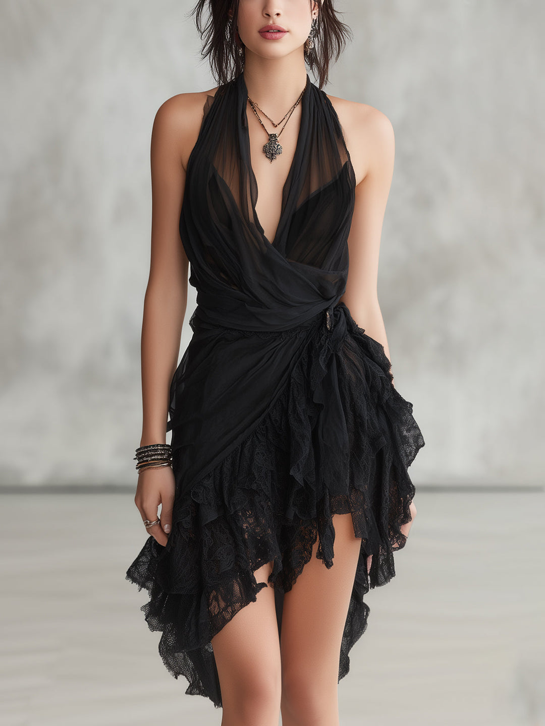 Mathilde | Ruffled Halter Mini Dress