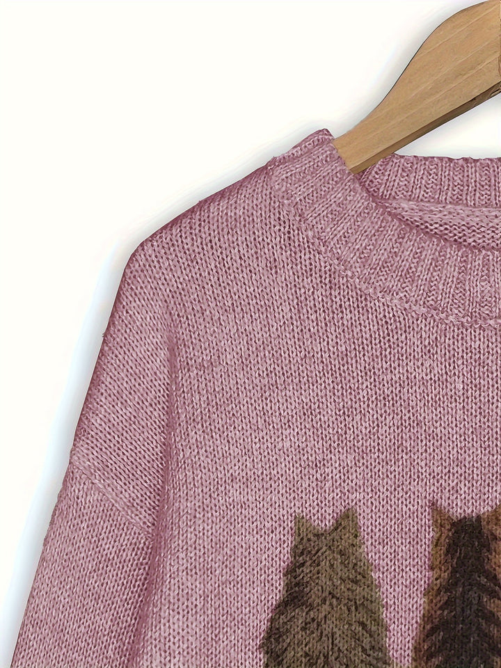 Lydia | Cozy Cat-Print Sweater