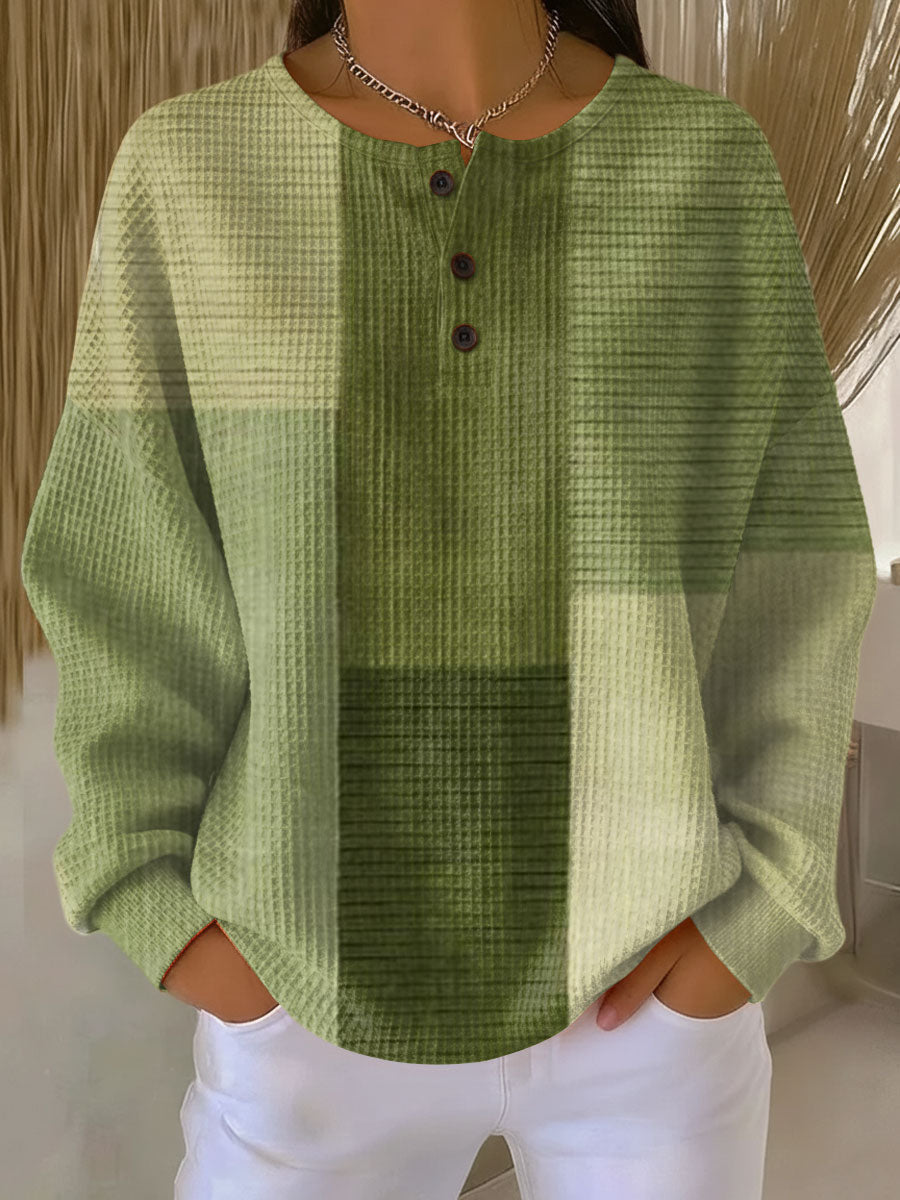 Genevieve | Textured Button Henley Top