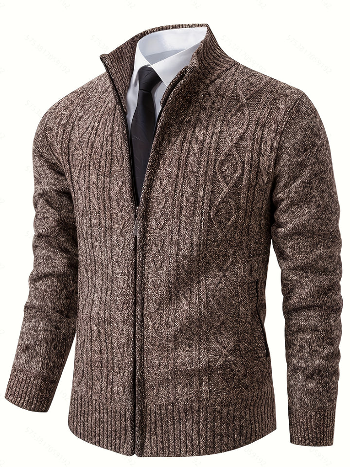 Rupert | Cable-Knit Stand-Collar Cardigan