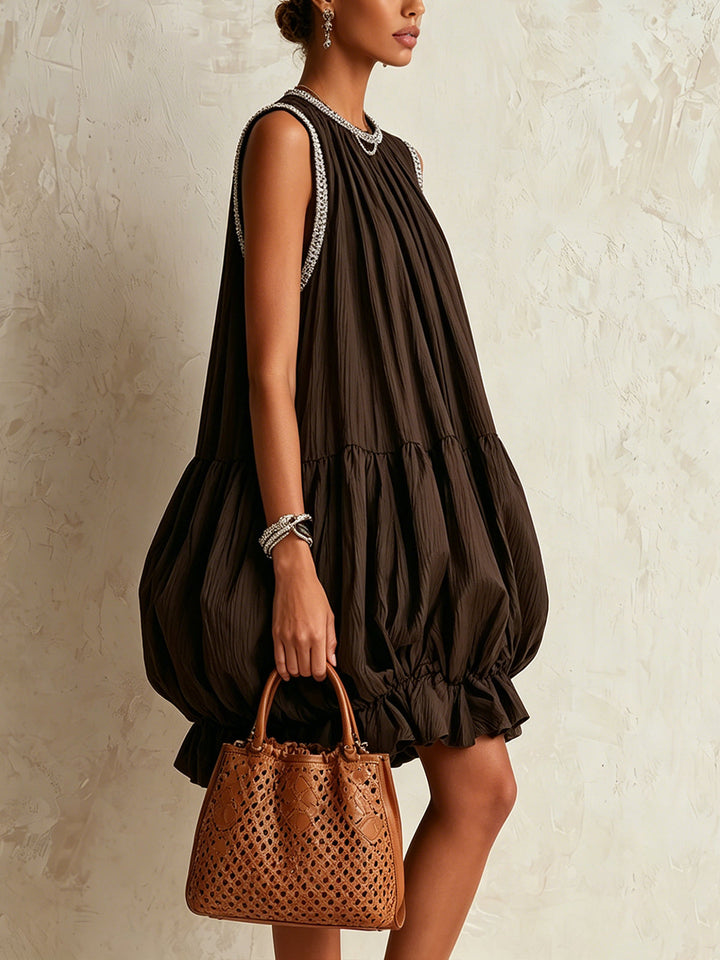 Noémie | Sleeveless Bubble-Hem Mini Dress