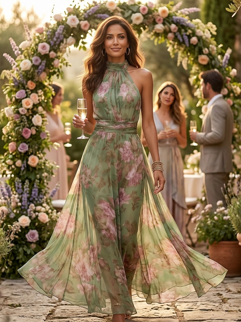 Nadine | Floral Halter Maxi Dress