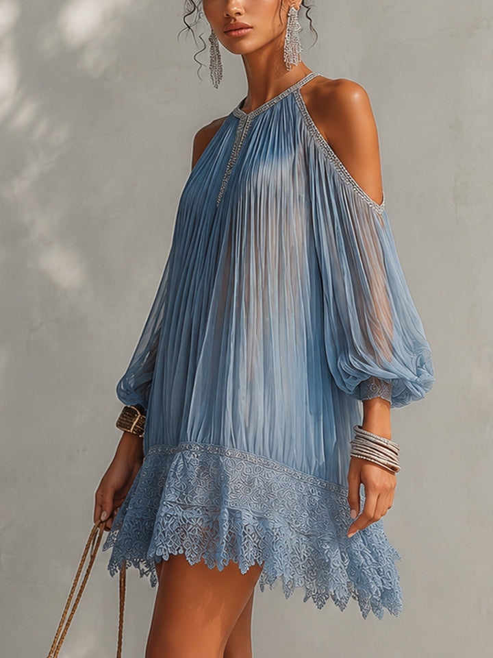 Lorelei | Cold-Shoulder Pleated Mini Dress