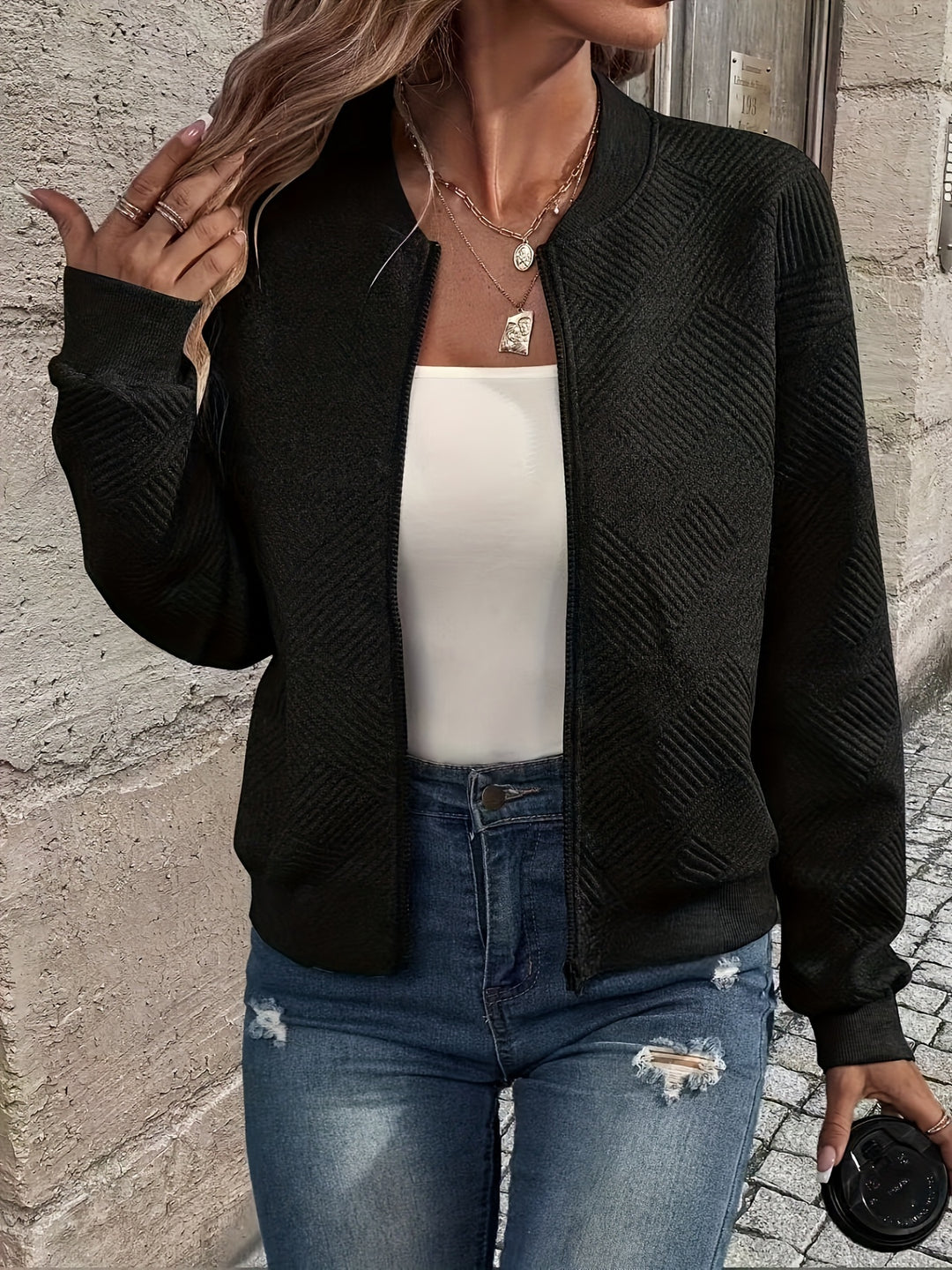 Charlotte | Textured Zip-Up Jacket