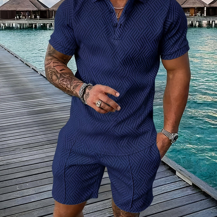 Solano | Men's Collar Button Placket Polo & Shorts Set