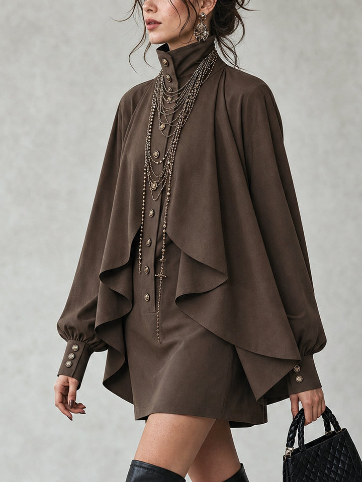 Ophelia | High-Neck Cape Mini Dress