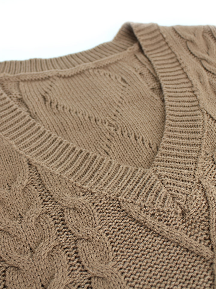 Cambria | Cable-Knit V-Neck Sweater Vest