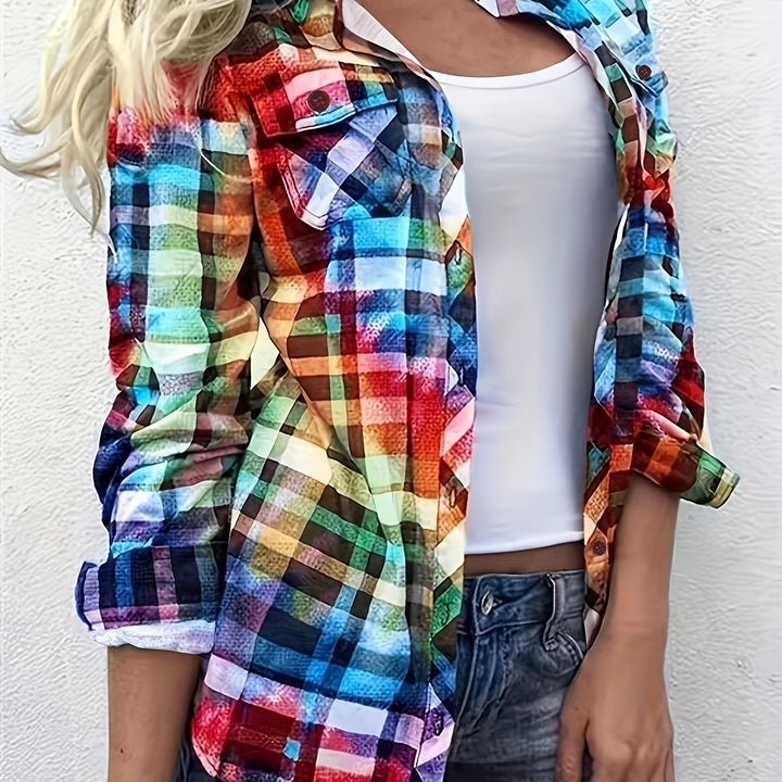 Fiona | Vibrant Plaid Button-Front Shirt