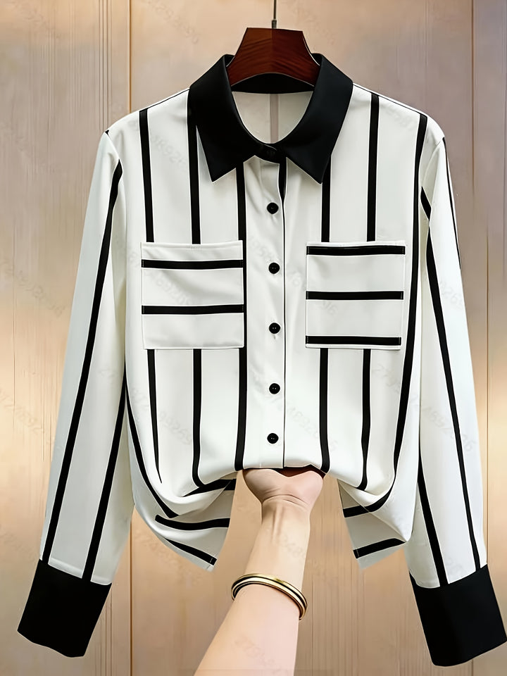 Rosalyn | Contrast-Trim Long Sleeve Shirt