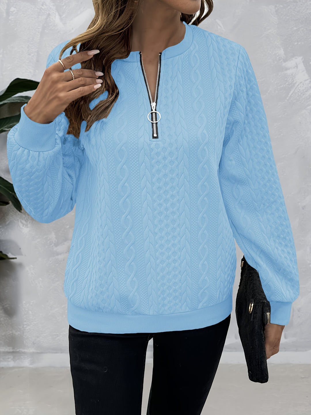 Corinne | Textured Half-Zip Sweatshirt