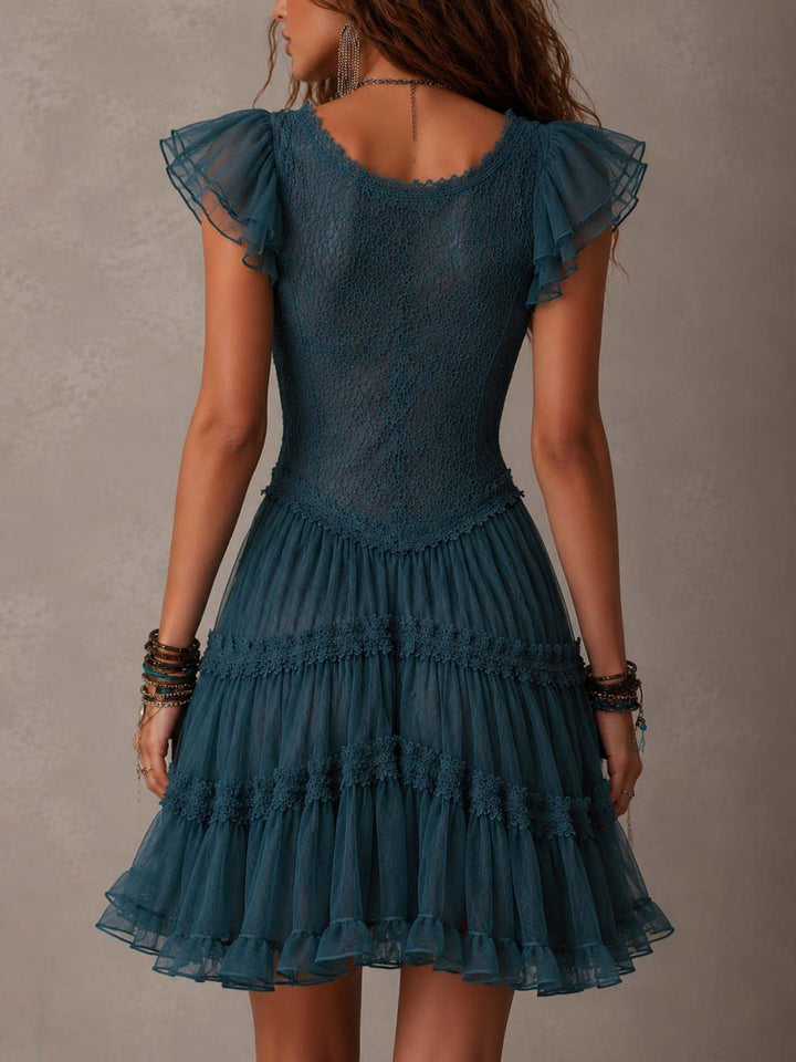 Odalie | Ruffled Lace Mini Dress