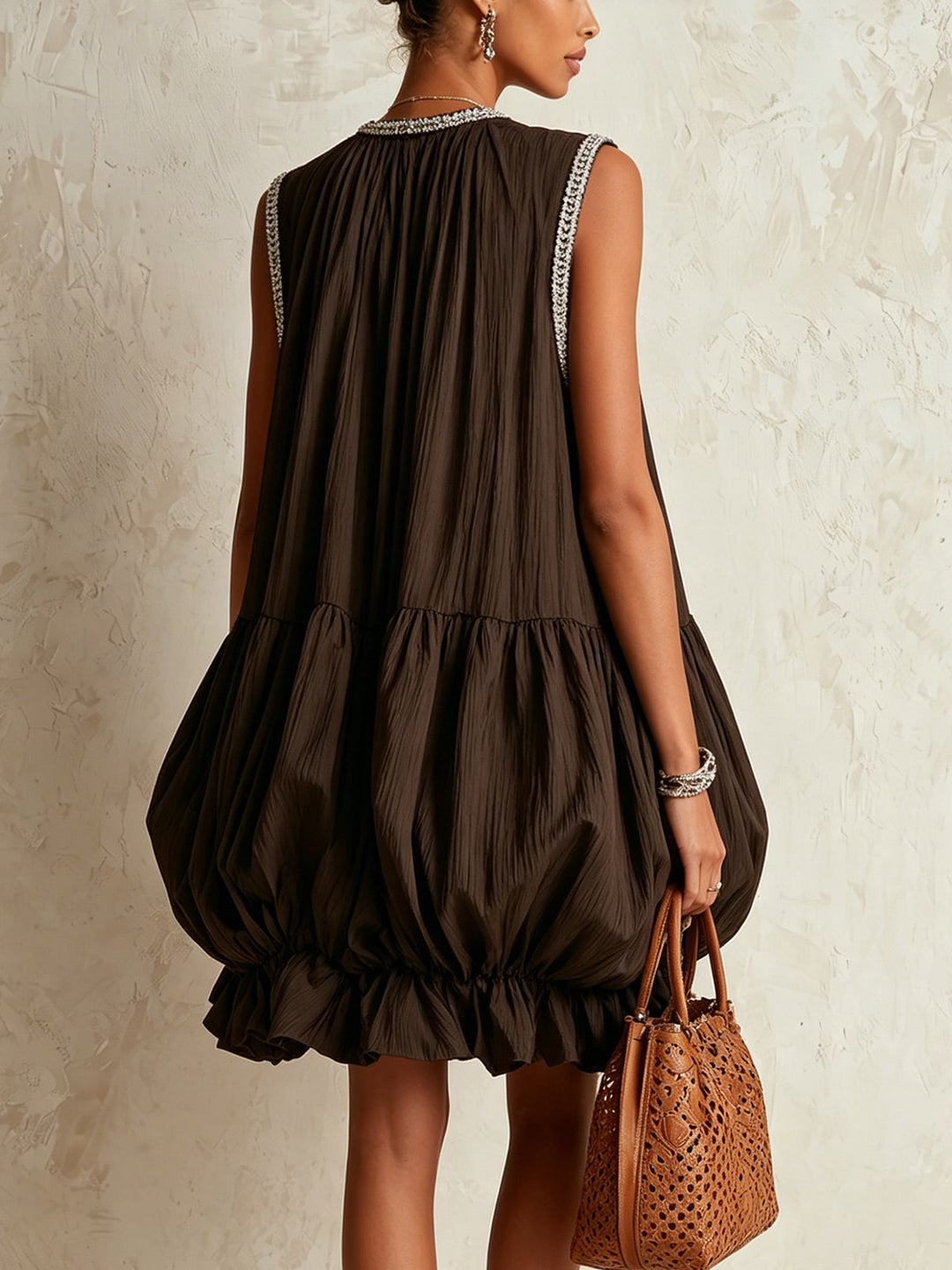 Noémie | Sleeveless Bubble-Hem Mini Dress