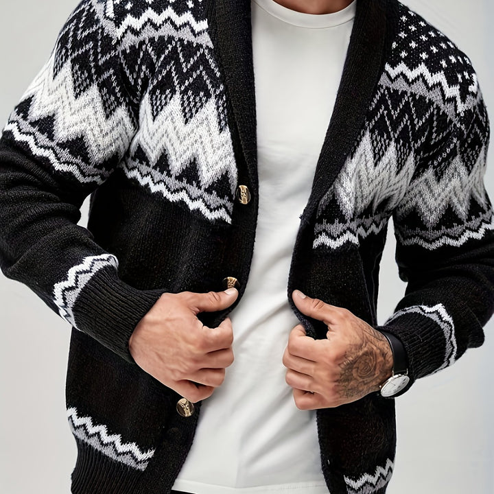 Silas | Nordic-Pattern Shawl Cardigan