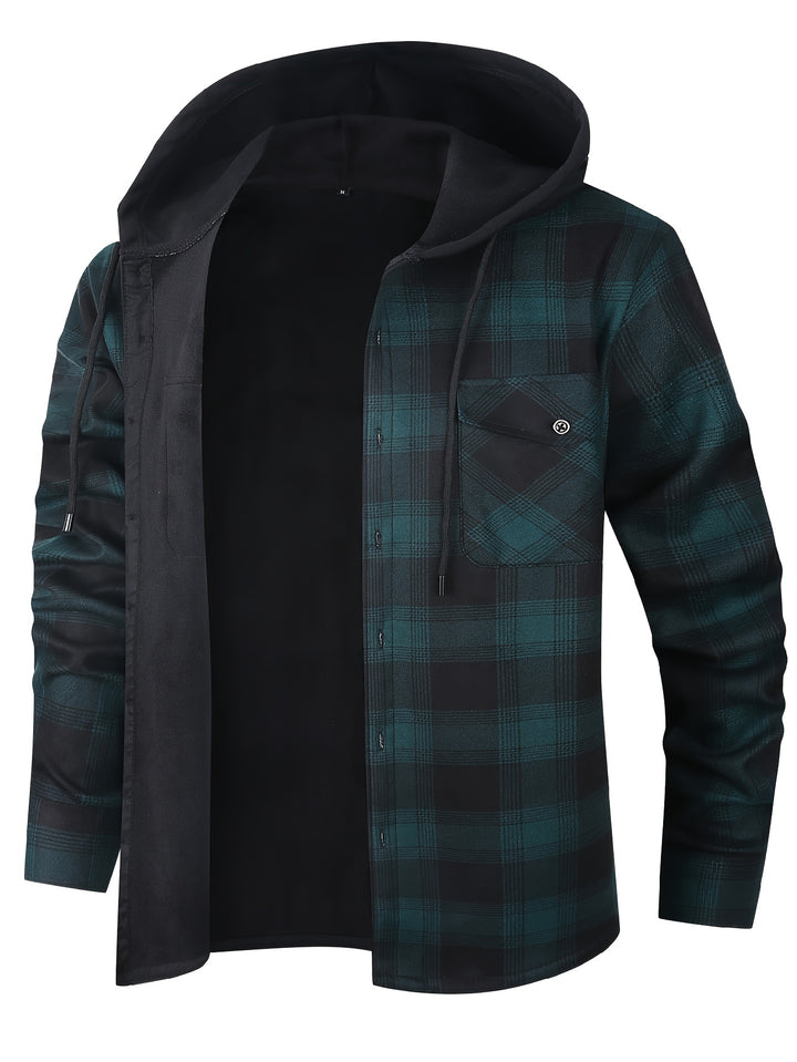 Nolan | Hooded Plaid Shirt Jacket