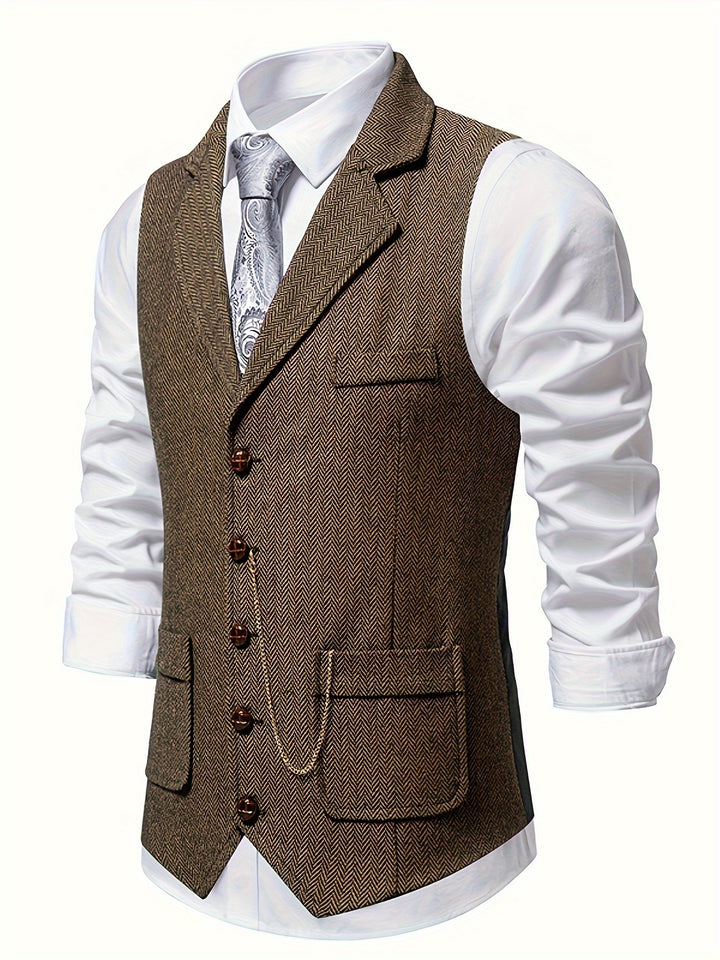 Edmund | Herringbone Single-Breasted Vest
