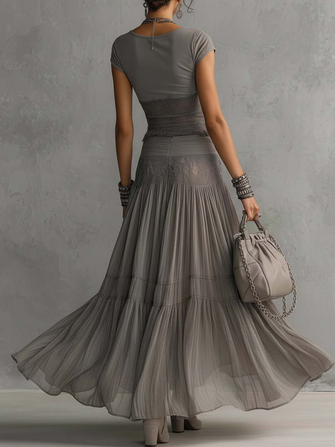Marjorie | Flowing Lace-Paneled Two-Piece Set