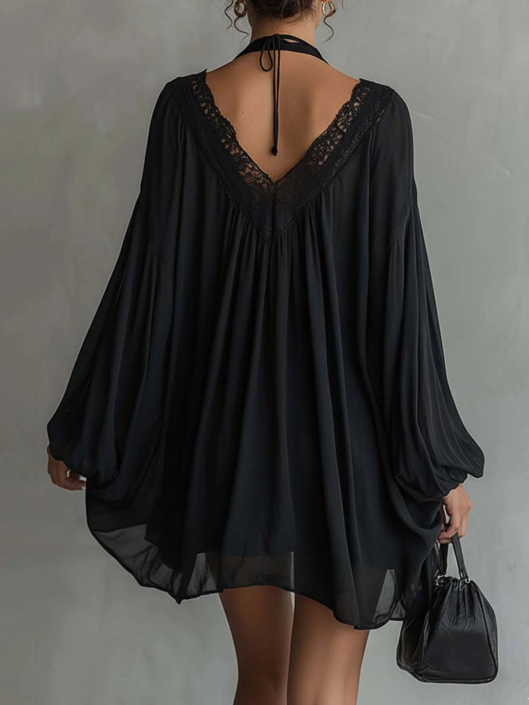 Nathalie | Flowing Lace-Trim Mini Dress