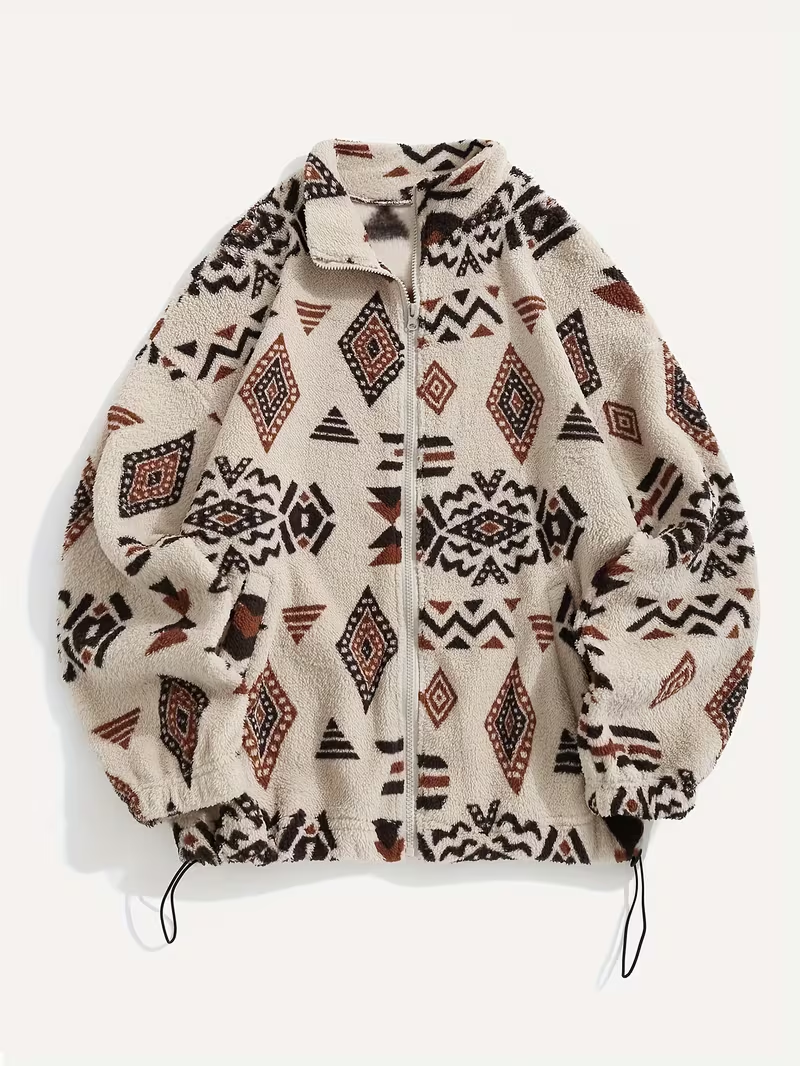 Ainsley | Patterned Zip Bomber Jacket