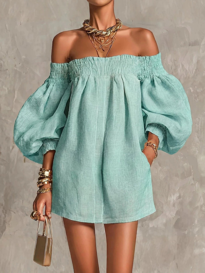 Odette | Off-Shoulder Puff-Sleeve Mini Dress
