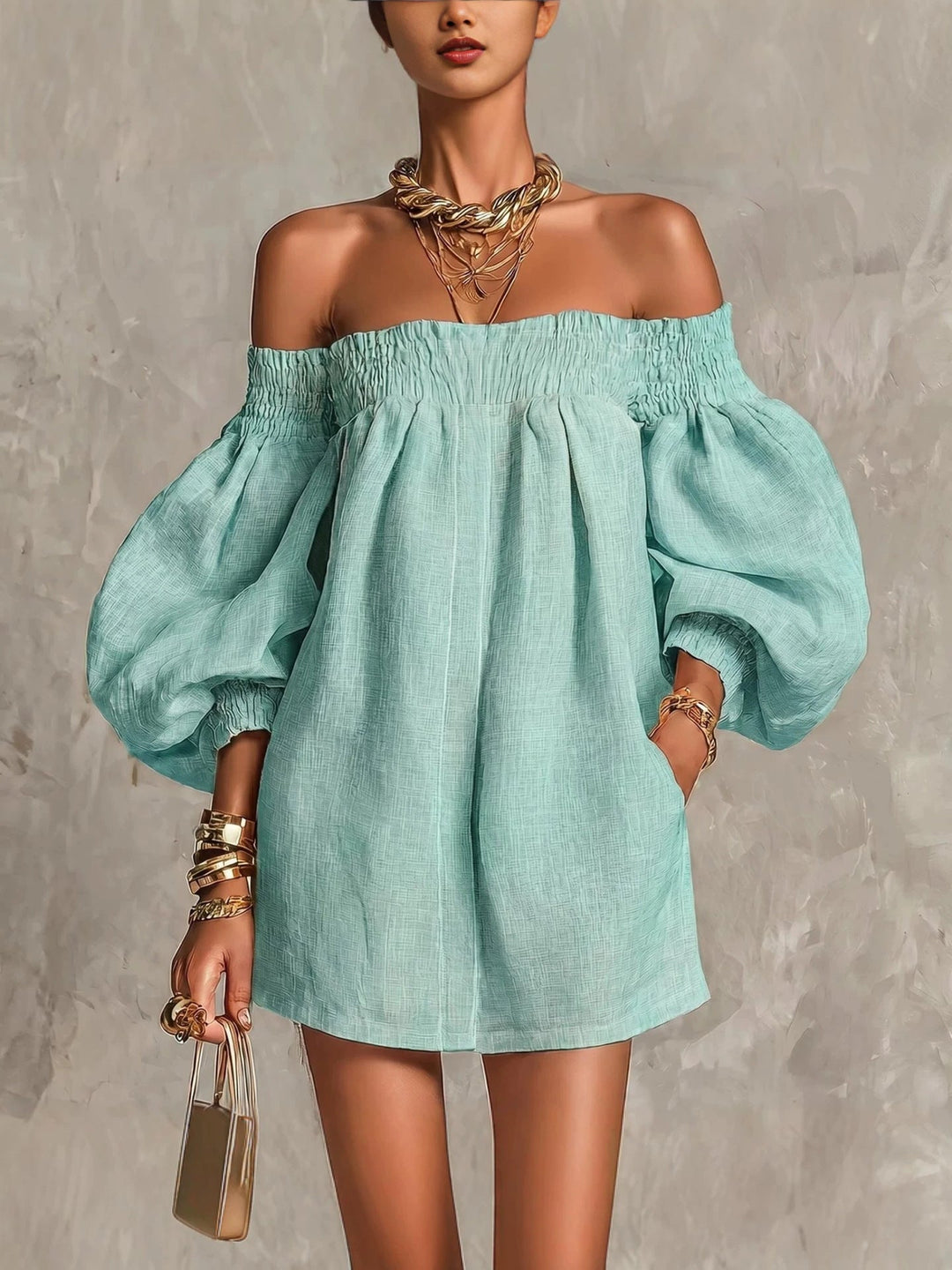 Odette | Off-Shoulder Puff-Sleeve Mini Dress