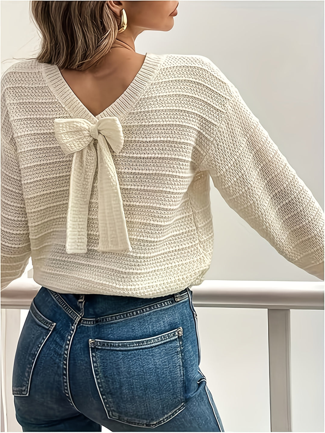 Daphne | Bow-Neck Knit Sweater