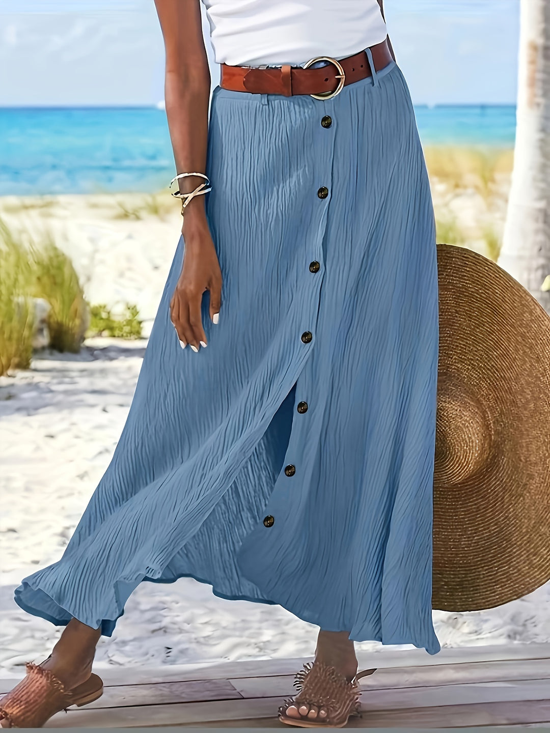 Diane | Button-Front A-Line Maxi Skirt