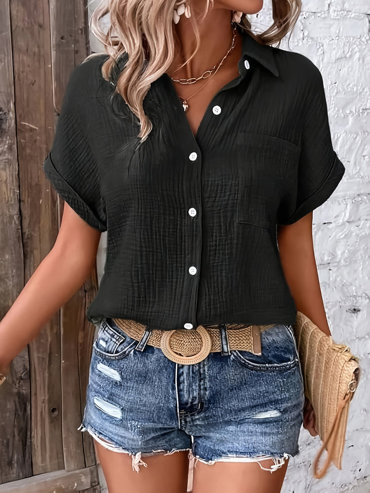 Harlow | Women's Textured Oversized Button-Up Shirt