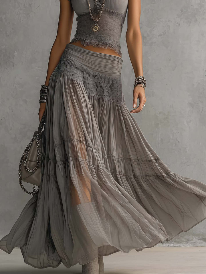 Marjorie | Flowing Lace-Paneled Two-Piece Set