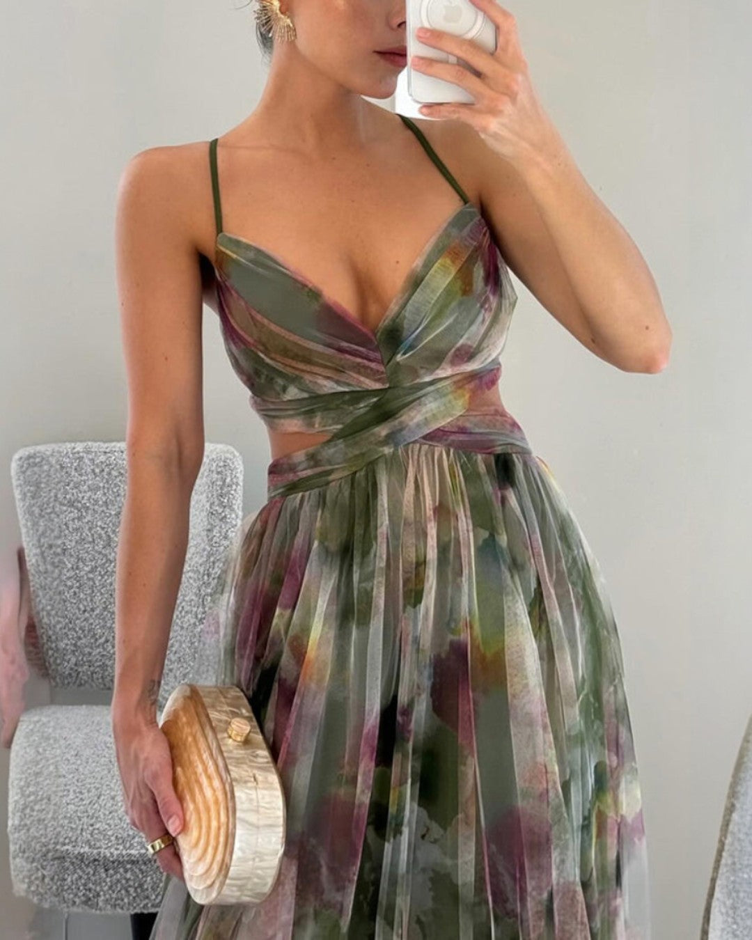 Delphinia | Flowing Watercolour Maxi Dress