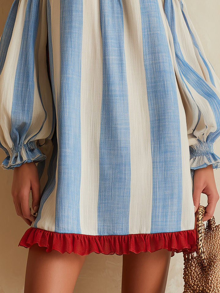 Adelina | Off-Shoulder Striped Mini Dress