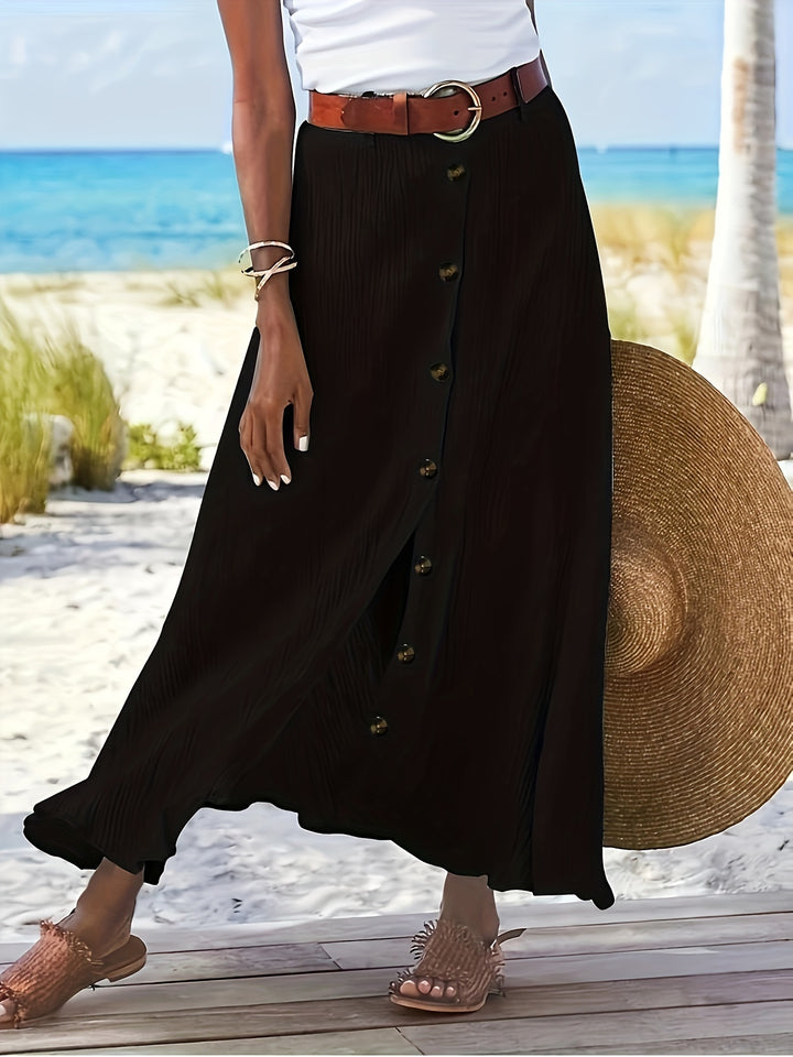 Diane | Button-Front A-Line Maxi Skirt