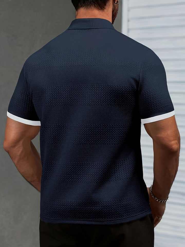 Brennan | Men's Textured Knit Short Sleeve Polo Shirt