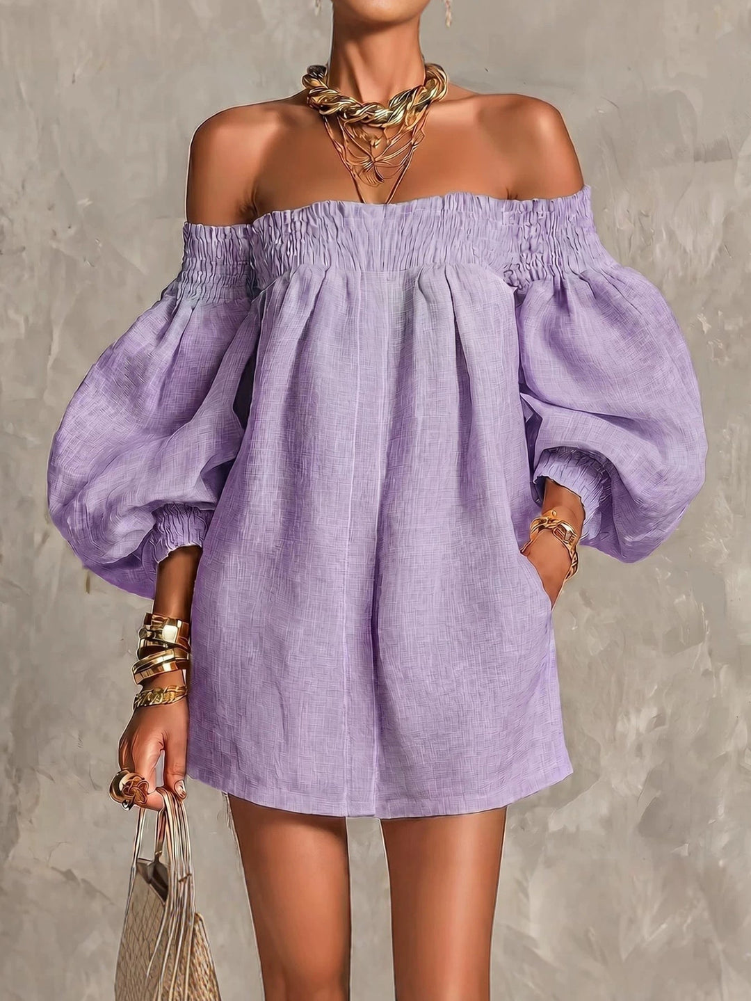 Odette | Off-Shoulder Puff-Sleeve Mini Dress