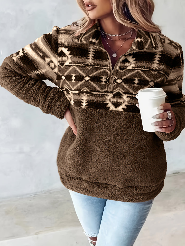 Sienna | Patterned Half-Zip Teddy Pullover