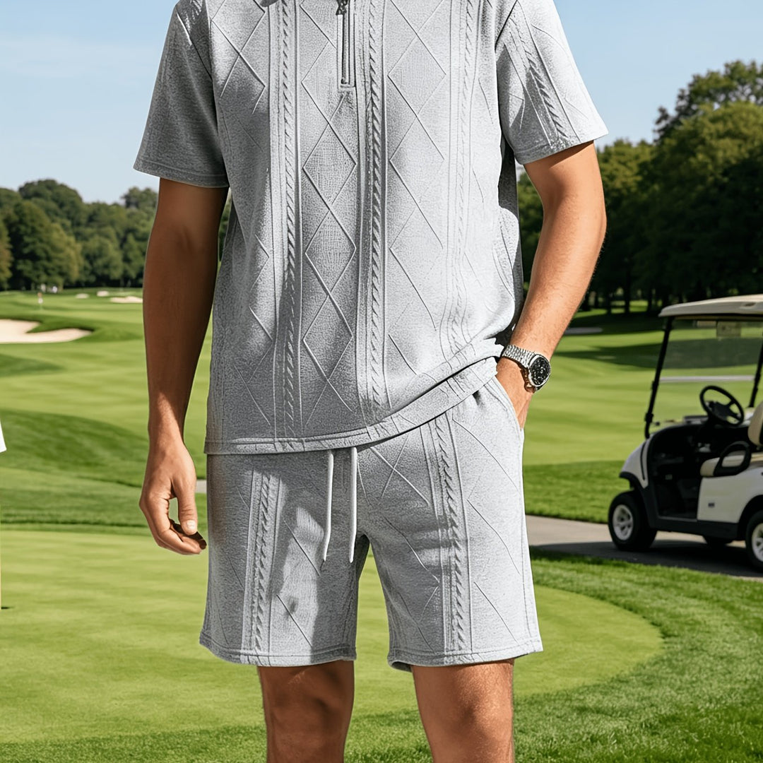 Ronan | Men's Retro Geometric Shirt & Shorts Set
