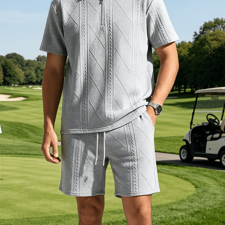 Ronan | Men's Retro Geometric Shirt & Shorts Set