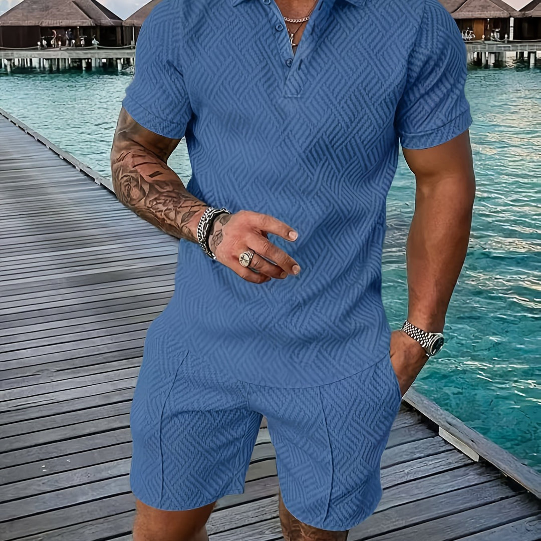 Solano | Men's Collar Button Placket Polo & Shorts Set