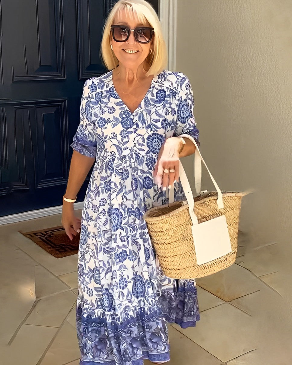 Maeve | Graceful V-Neck Floral Dress