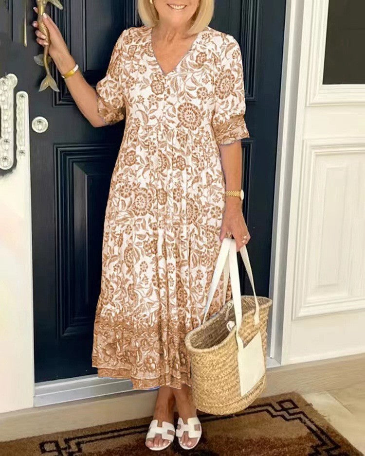 Maeve | Graceful V-Neck Floral Dress
