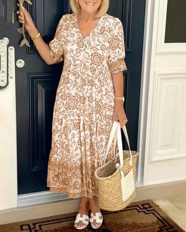 Maeve | Graceful V-Neck Floral Dress
