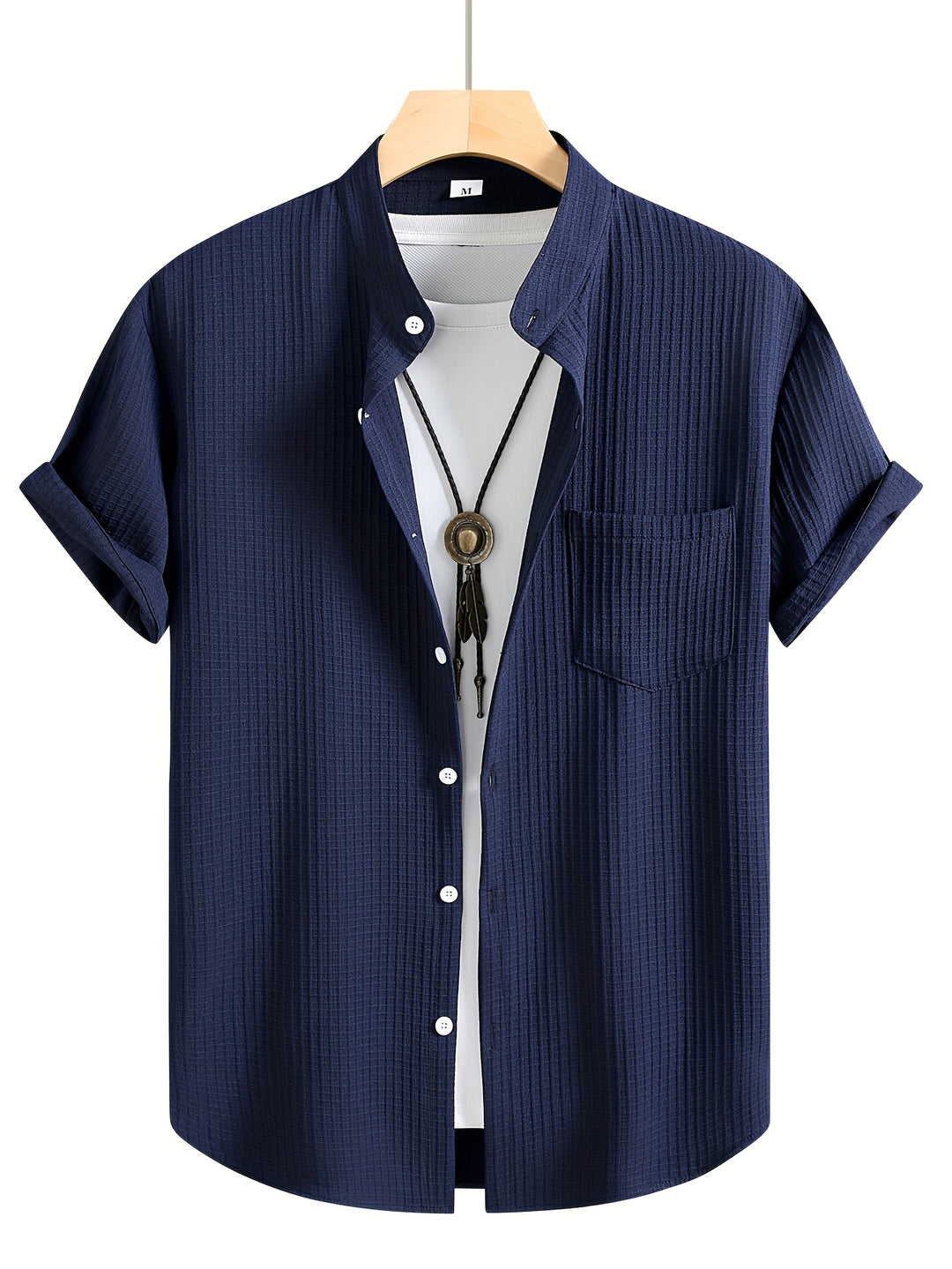 Byron | Men's Waffle Stand Collar Short Sleeve Shirt