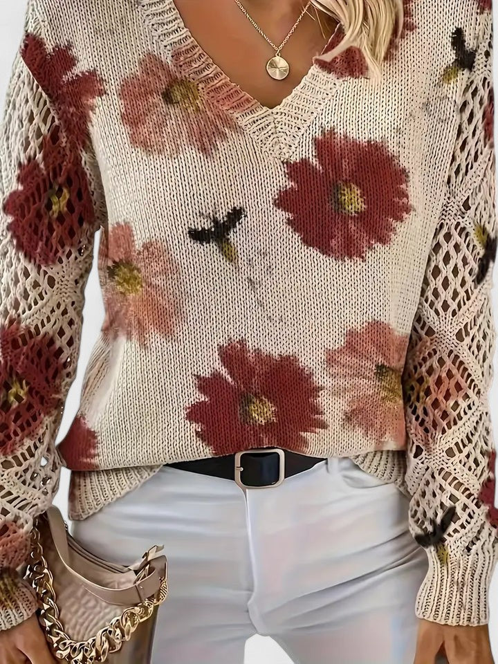 Nell | Floral V-Neck Sweater