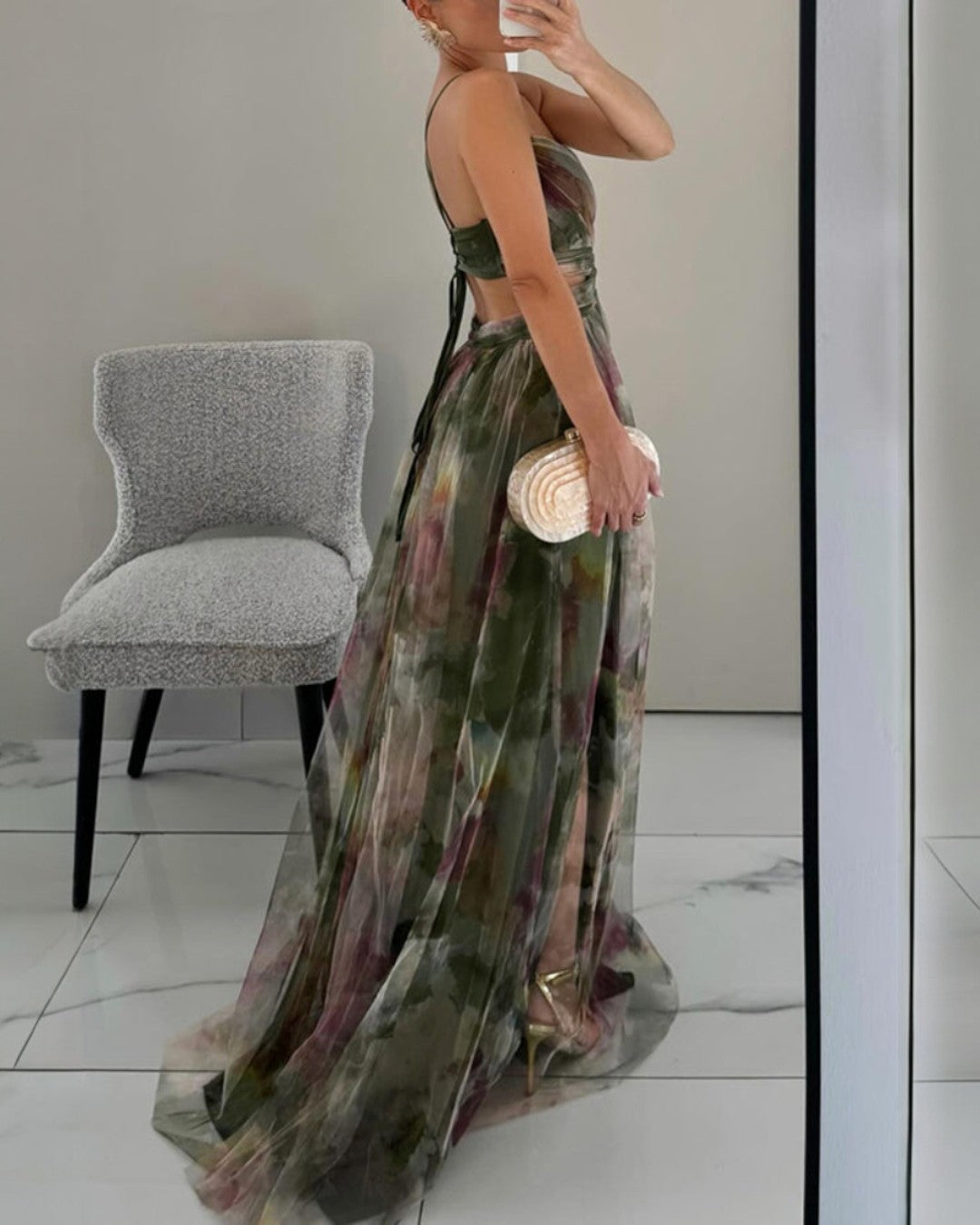 Delphinia | Flowing Watercolour Maxi Dress
