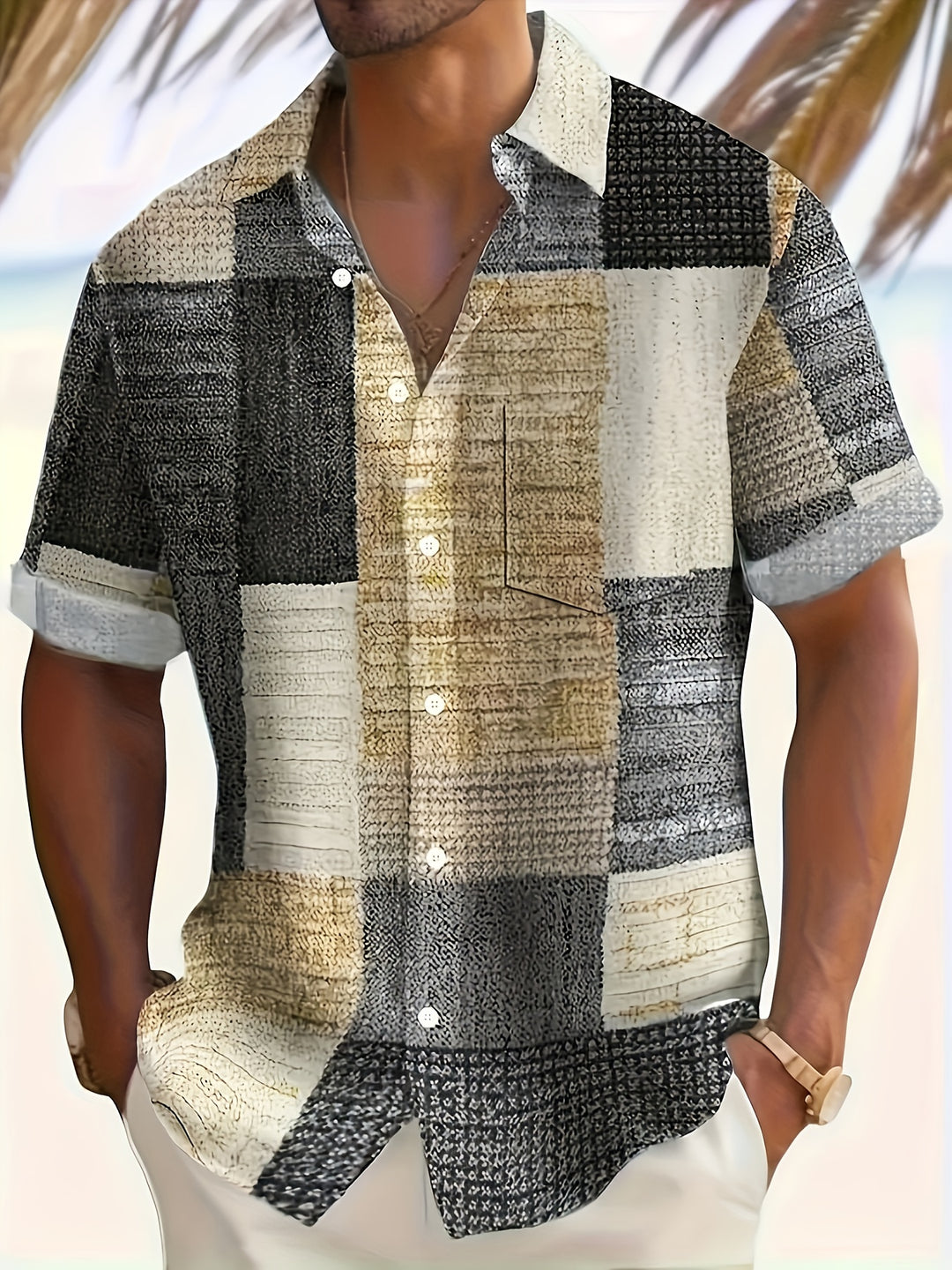 Gable | Men's Coloured Geometric Short Sleeve Shirt