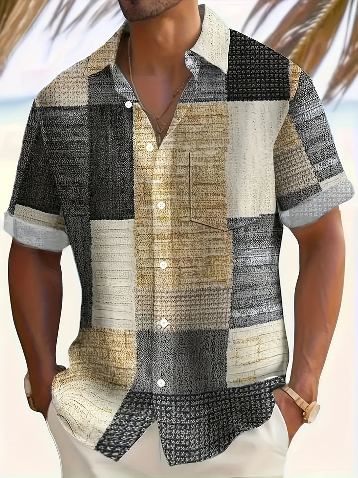 Gable | Men's Coloured Geometric Short Sleeve Shirt